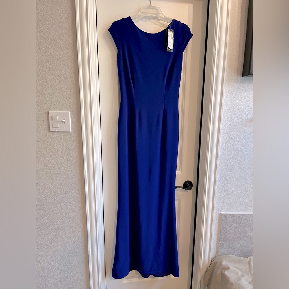 Betsy & Adam Trumpet Cap Sleeve Gown